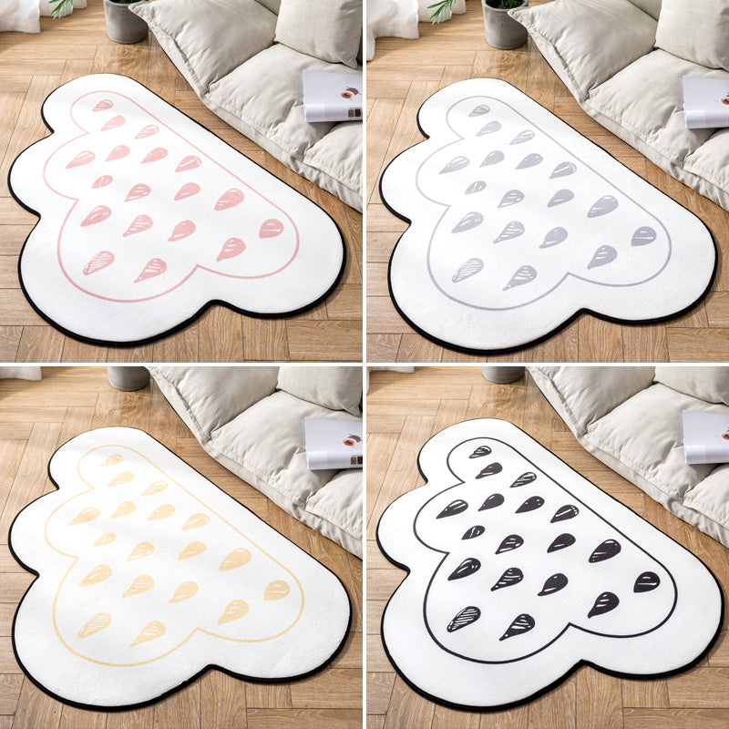 Avtoit | Novelty Children Area Rug Multicolor Raindrop Cloud Shape Rug Non-Slip Backing Washable Pet-Friendly Rug for Bedroom
