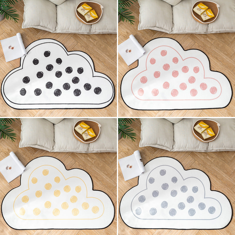 Avtoit | Novelty Children Area Rug Multicolor Raindrop Cloud Shape Rug Non-Slip Backing Washable Pet-Friendly Rug for Bedroom