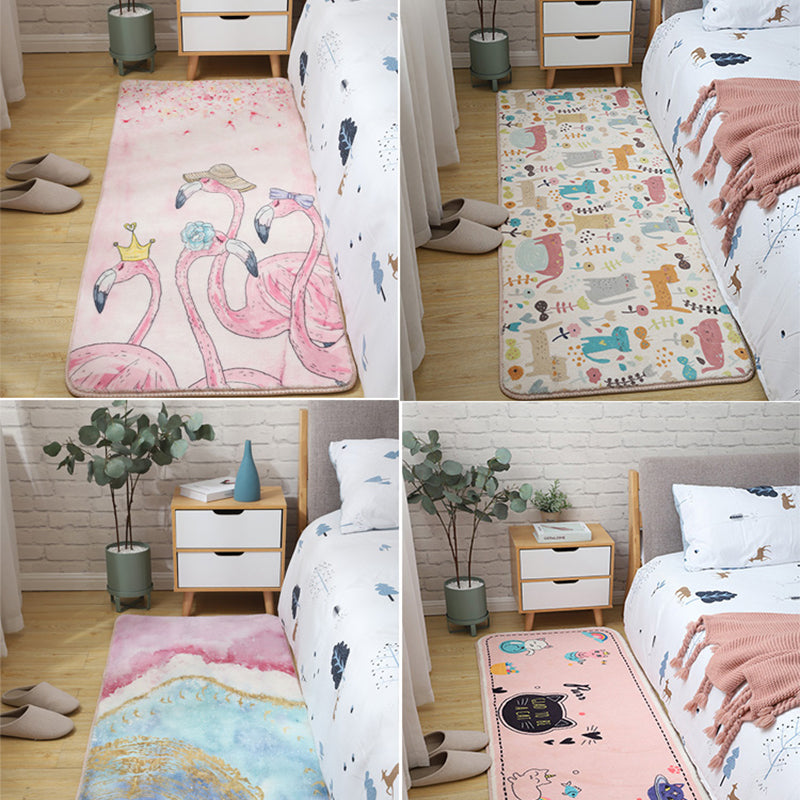 Avtoit | Children's Room Rug Multicolored Animal Sketches Rug Cotton Machine Washable Rug