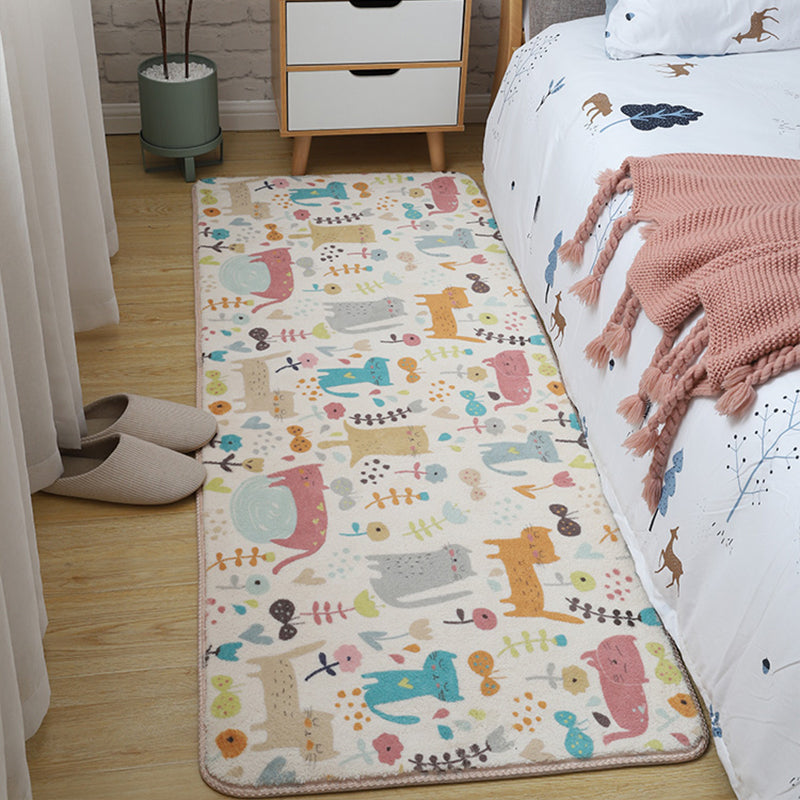 Avtoit | Children's Room Rug Multicolored Animal Sketches Rug Cotton Machine Washable Rug