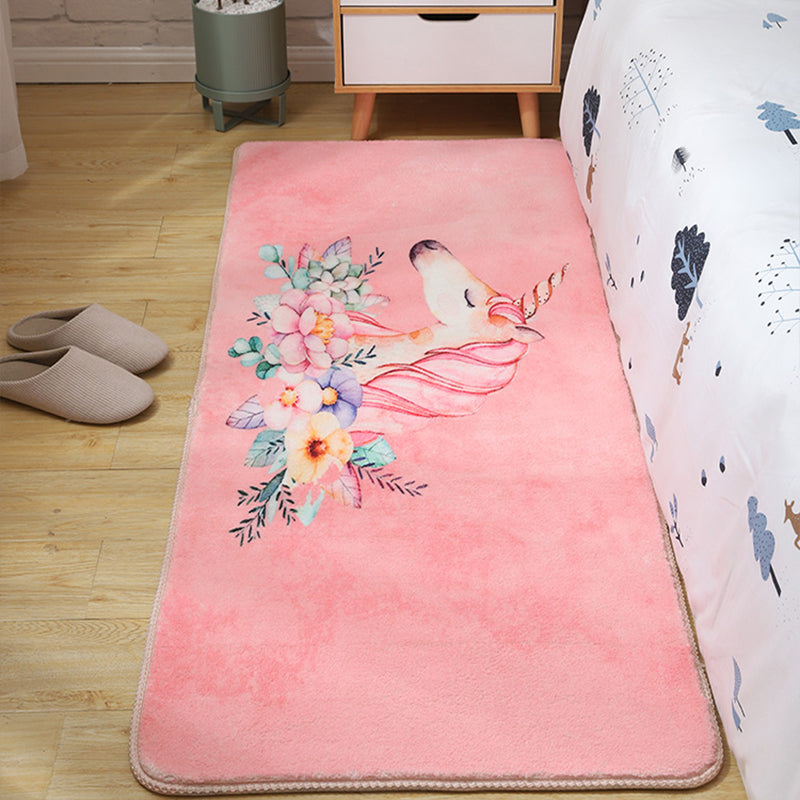 Avtoit | Children's Room Rug Multicolored Animal Sketches Rug Cotton Machine Washable Rug