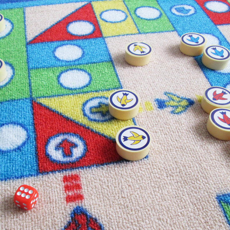 Avtoit | Playable Child Rug blue Airplane Chess Game Rug Non-Slip Backing Pet Friendly Stain Resistant Carpet for Preschool