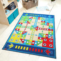 Avtoit | Playable Child Rug blue Airplane Chess Game Rug Non-Slip Backing Pet Friendly Stain Resistant Carpet for Preschool