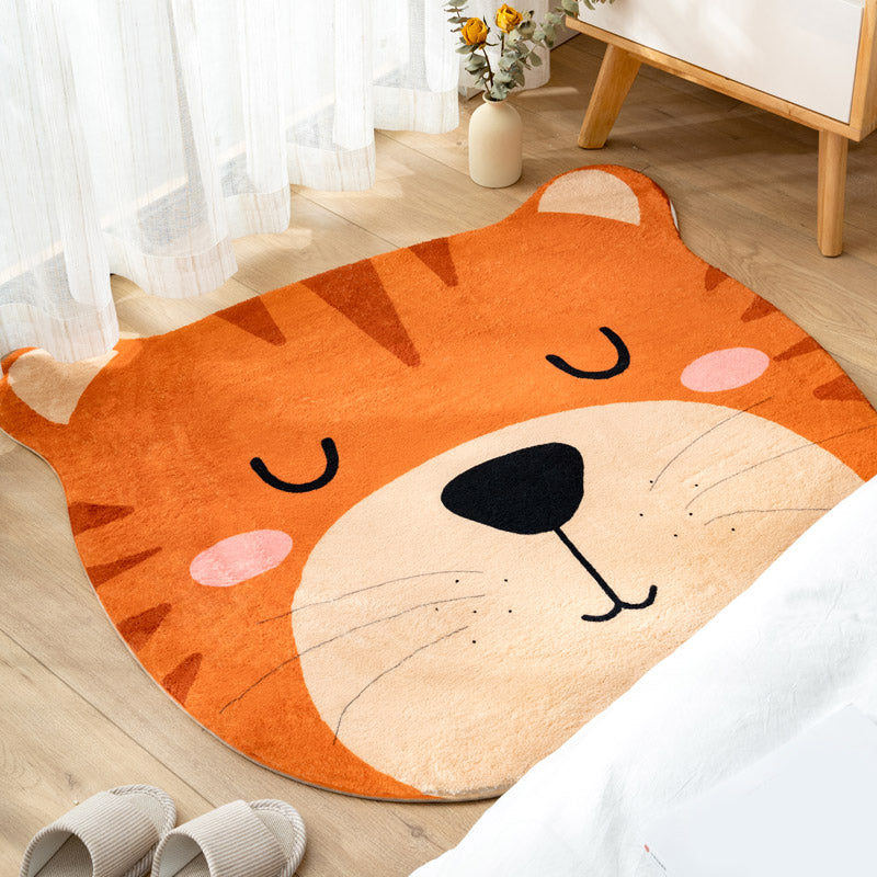 Avtoit | Multi Color Kids Carpet Cartoon Animal Head Pattern Rug Polyester Non-Slip Back Stain Resistant Machine Washable Rug