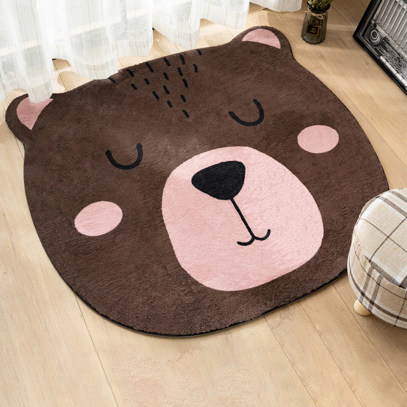 Avtoit | Multi Color Kids Carpet Cartoon Animal Head Pattern Rug Polyester Non-Slip Back Stain Resistant Machine Washable Rug