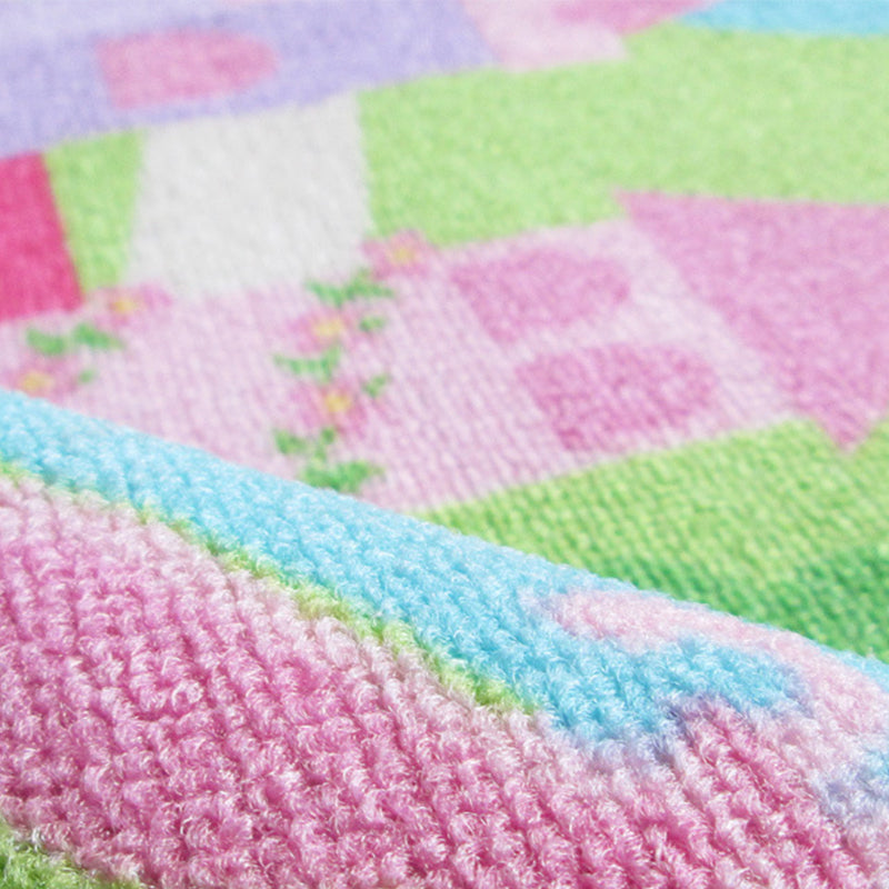 Avtoit | Shady Castle Landscape Print Carpet Pink Cartoon Area Rug Synthetic Stain Resistant Non-Slip Back Washable Rug for Children's Room