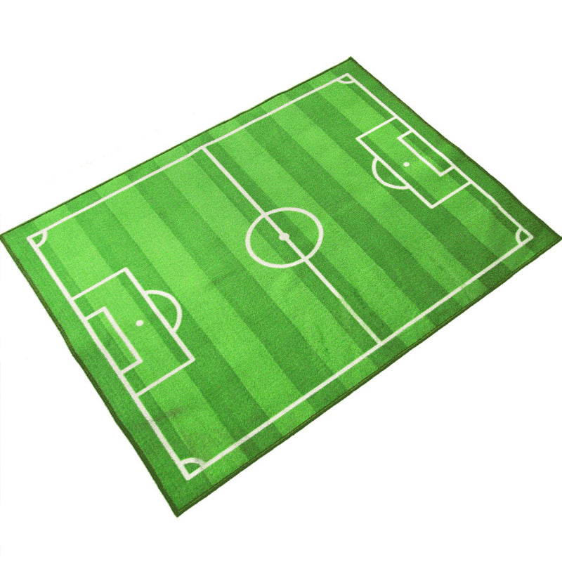 Avtoit | Green Football Field Pattern Carpet Polyester Kids Carpet Stain Resistant Non-Slip Pet Friendly Carpet for Boys Room