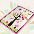 Avtoit | Pink Owl Drawing Print Carpet Polyester Cartoon Carpet Anti-Slip Bottom Machine Washable Pet Friendly Area Rug for Kids Room