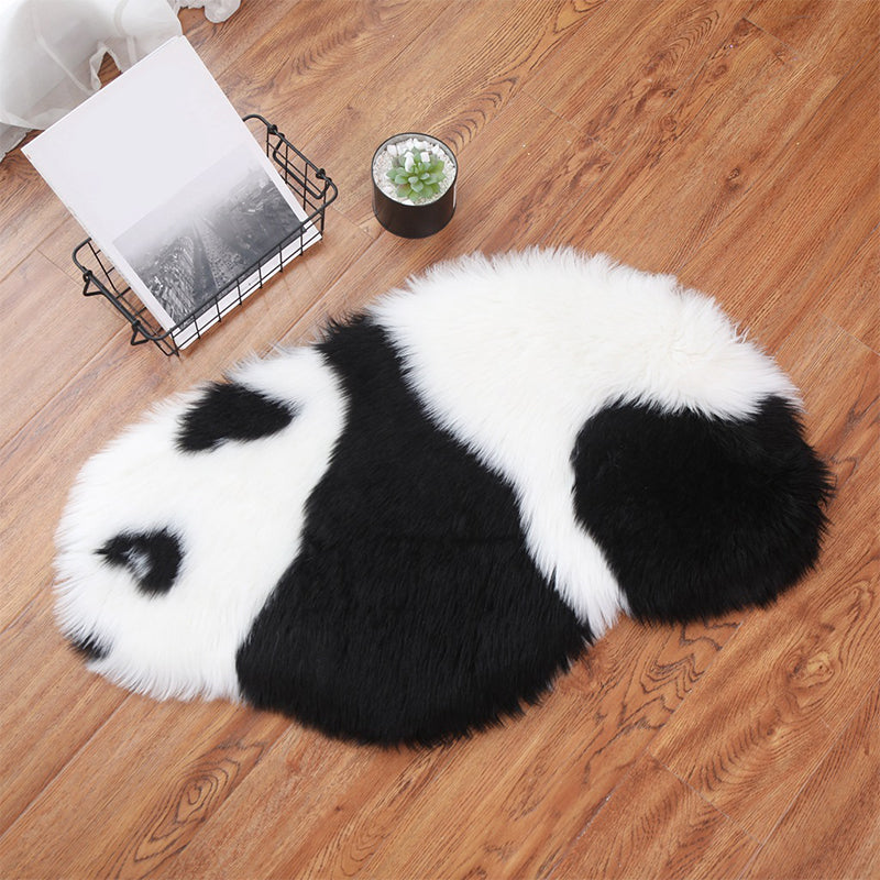 Avtoit | Cute Panda Print Rug Black and White Kids Rug Polyester Stain Resistant Machine Washable Non-Slip Backing Carpet for Bedroom