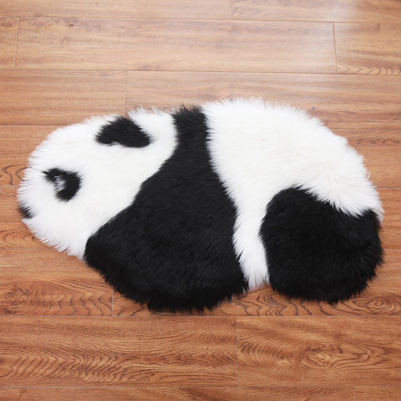 Avtoit | Cute Panda Print Rug Black and White Kids Rug Polyester Stain Resistant Machine Washable Non-Slip Backing Carpet for Bedroom