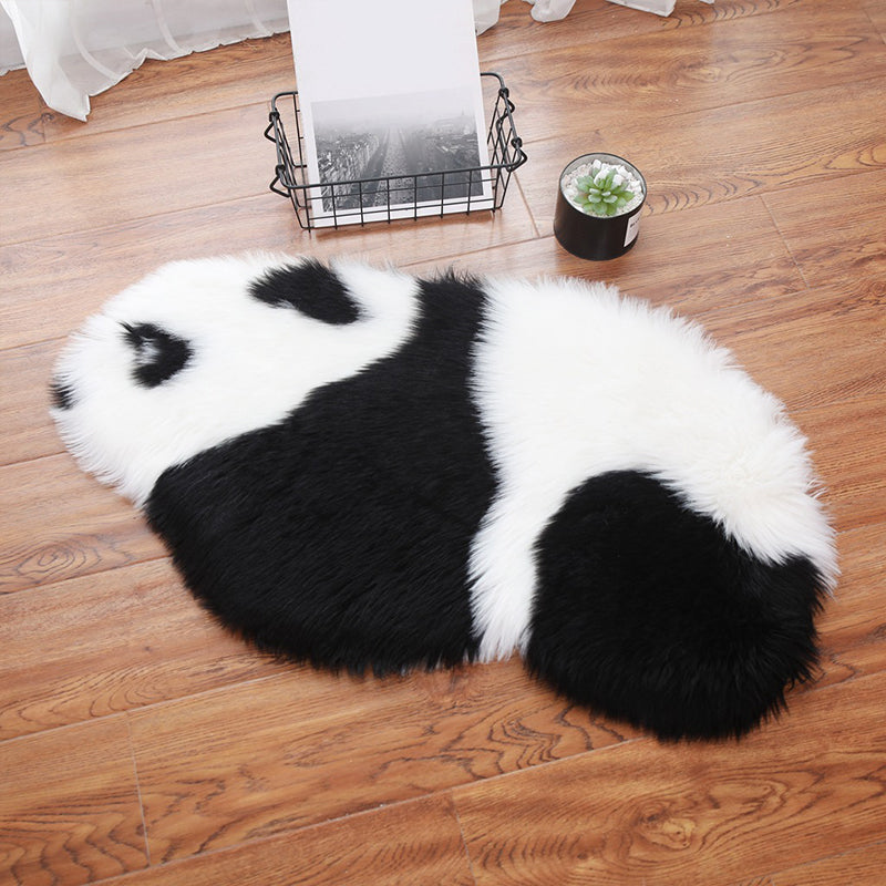 Avtoit | Cute Panda Print Rug Black and White Kids Rug Polyester Stain Resistant Machine Washable Non-Slip Backing Carpet for Bedroom
