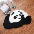 Avtoit | Fluffy Kids Rug Black and White Panda Pet Friendly Washable Non-Slip Back Rug for Kids Room