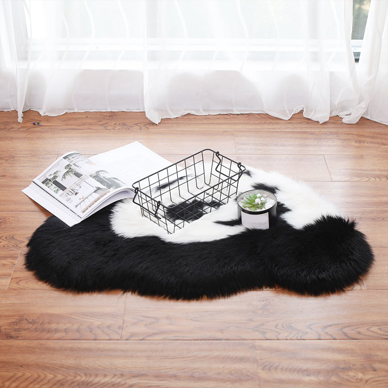 Avtoit | Fluffy Kids Rug Black and White Panda Pet Friendly Washable Non-Slip Back Rug for Kids Room