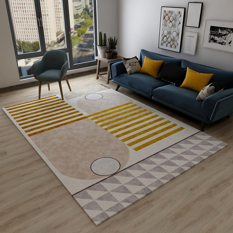 Avtoit | Chic Geometric Colorblock Rug Multicolored Nordic Rug Polypropylene Non-slip Washable Pet-friendly Rug for Room