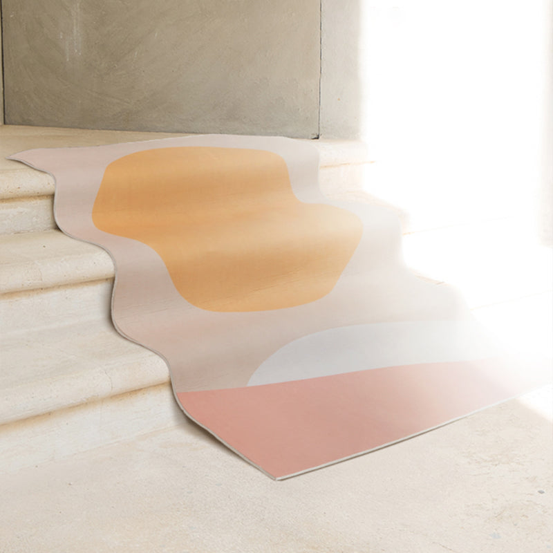 Avtoit | Soft Orange Nordic Carpet Polyester Geometric Rug Non-Slip Backing Pet-Friendly Washable Carpet for Home Decoration