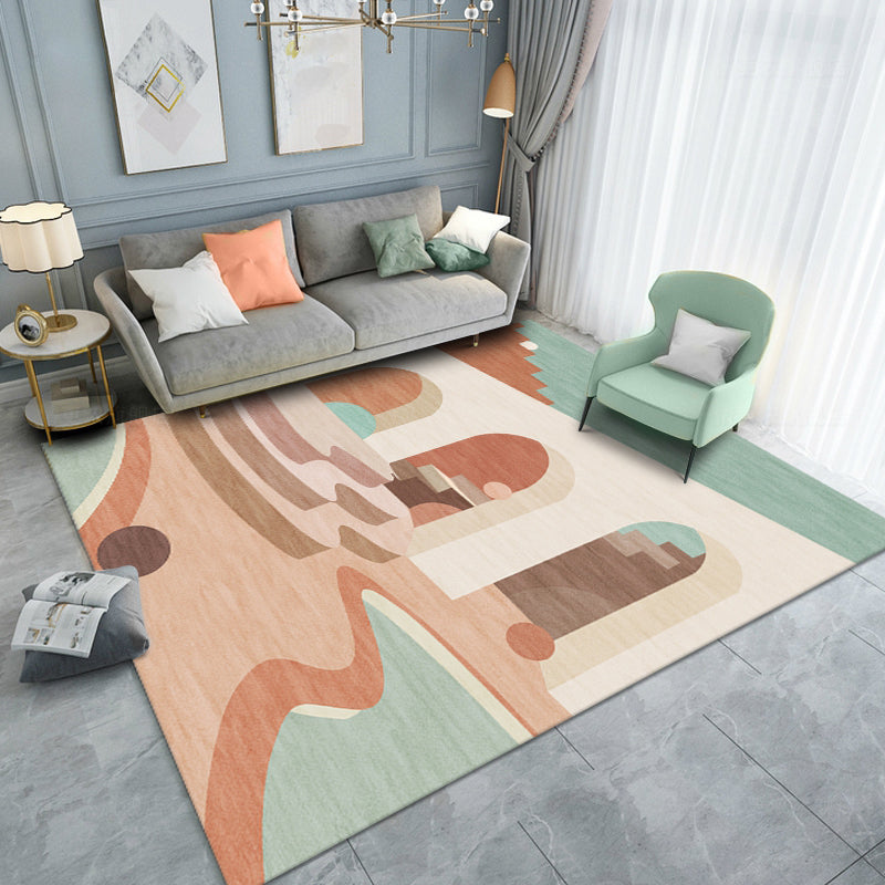 Avtoit | Nordic Living Room Rug Morandi Color Castle Interior View Rug Polypropylene Stain Resistant Pet Friendly Non-Slip Backing Rug