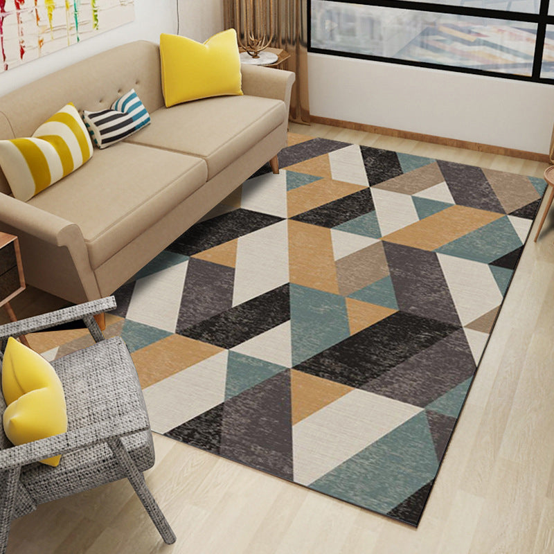 Avtoit | Multi Color Modern Area Rug Synthetic Geometric Color Block Rug Machine Washable Stain Resistant Non-Slip Backing Carpet for Room