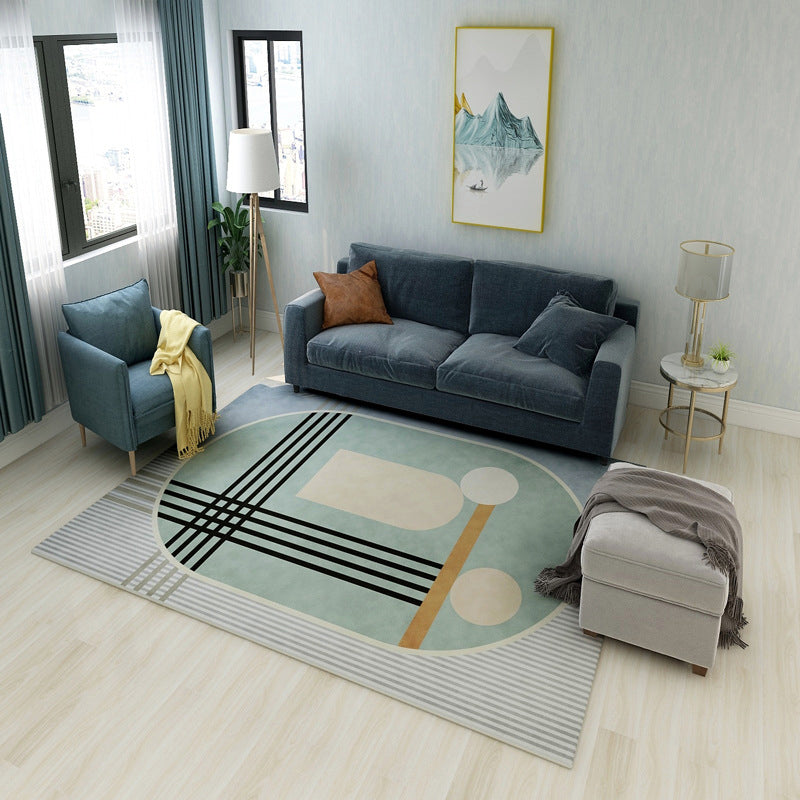 Avtoit | Aesthetics Mid-Century Carpet Multicolored Geometric Carpet Stain Resistant Non-Slip Machine Washable Carpet for Living Room
