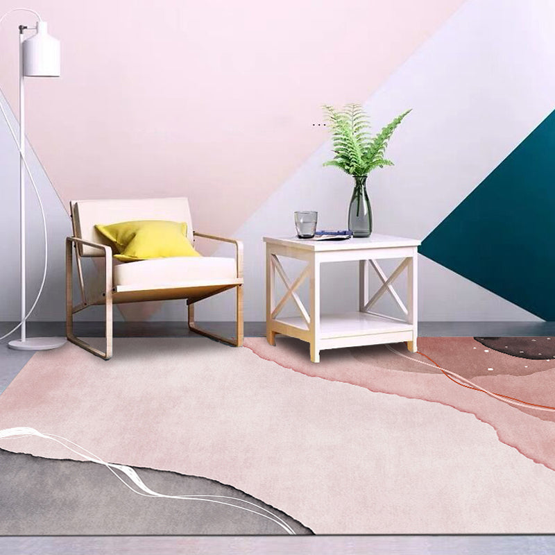 Avtoit | Multi-Color Abstract Pattern Rug Synthetic Postmodern Rug Stain Resistant Washable Non-Slip Rug for Girls Bedroom