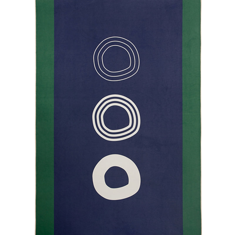 Avtoit | Navy Blue Simplicity Rug Synthetic Circle Pattern Non-Slip Stain Resistant Washable Rug for the Living Room