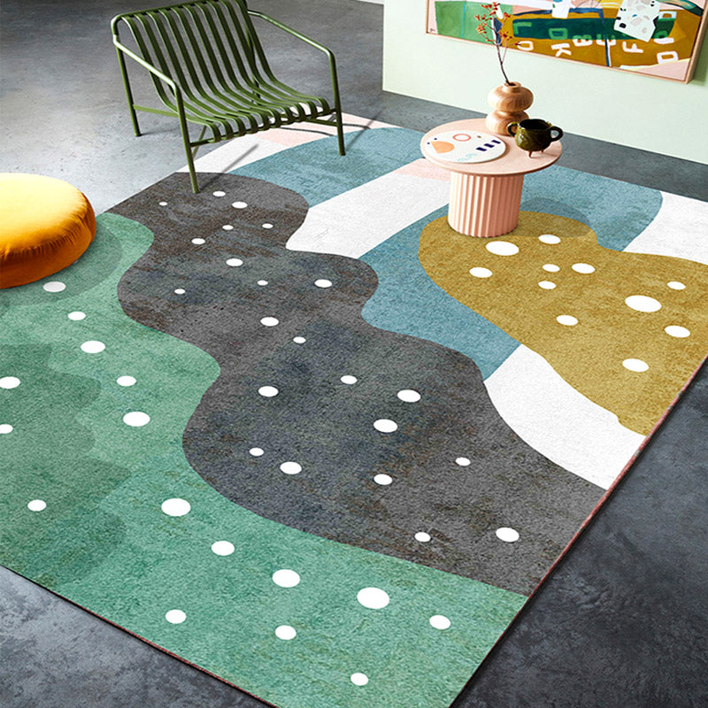 Avtoit | Retro Abstract Line Art Rug Multicolored Mid-Century Rug Synthetic Washable Stain Resistant Non-Slip Rug for the Living Room