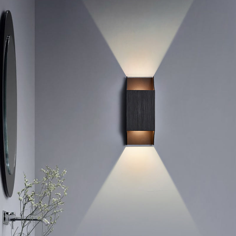 Avtoit | 1 Light Bedroom Up and Down LED Wall Lamp with Geometric Metal Shade Black/Grey/White Wall Mount Light