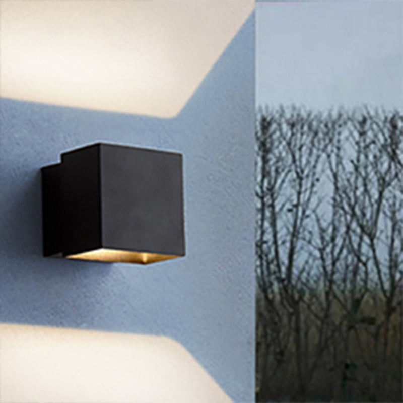 Avtoit | Cube Up and Down LED Wall Light Contemporary Metal Black/Grey/White Outdoor Wall Light with Adjustable Angle