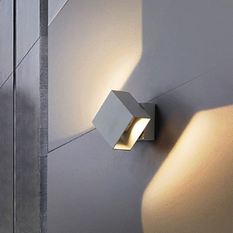 Avtoit | Cube Up and Down LED Wall Light Contemporary Metal Black/Grey/White Outdoor Wall Light with Adjustable Angle