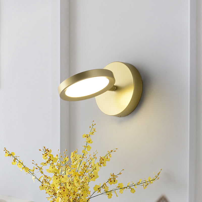 Avtoit | Modernist LED Wall Light with Metal Shade Black/Gold Round Wall Mounted Light