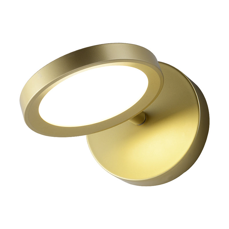 Avtoit | Modernist LED Wall Light with Metal Shade Black/Gold Round Wall Mounted Light