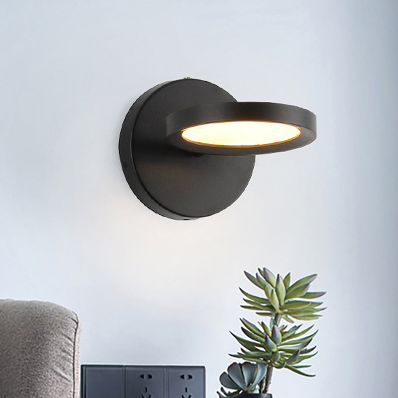 Avtoit | Modernist LED Wall Light with Metal Shade Black/Gold Round Wall Mounted Light