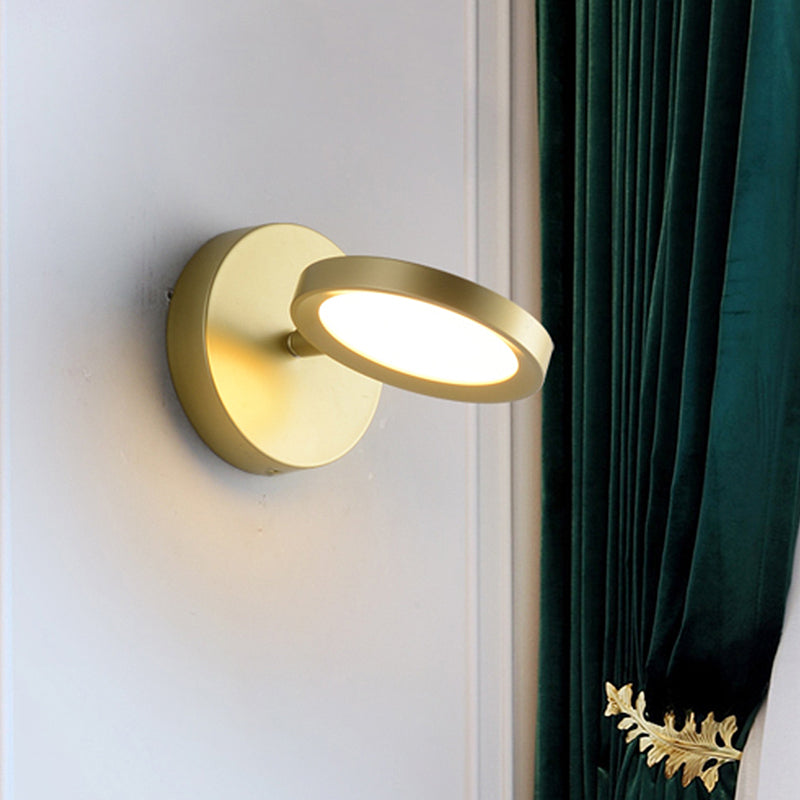 Avtoit | Modernist LED Wall Light with Metal Shade Black/Gold Round Wall Mounted Light
