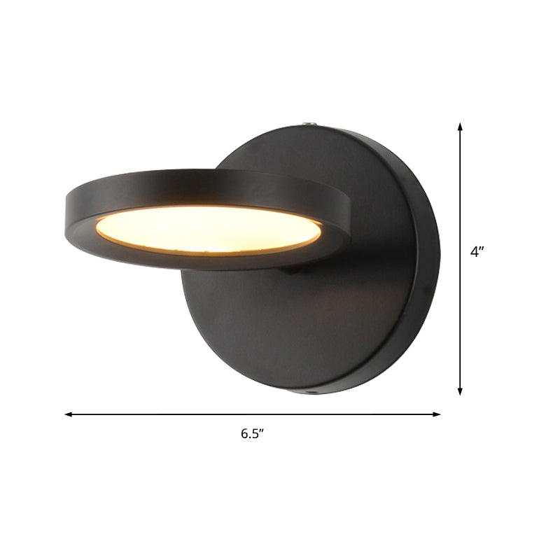 Avtoit | Modernist LED Wall Light with Metal Shade Black/Gold Round Wall Mounted Light