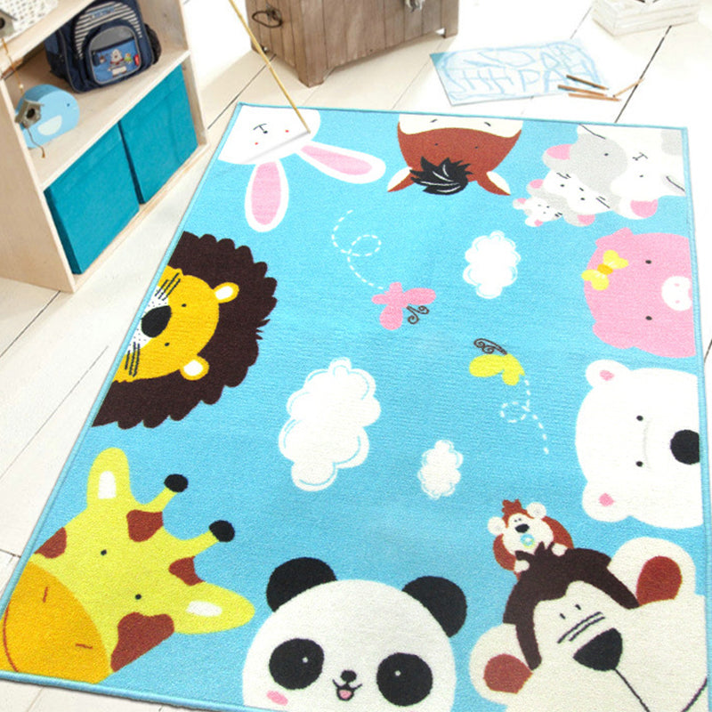 Avtoit | Colorful Back for Children Multi Color Animal Pattern Carpet Synthetic Stain Resistant Non-Slip Back Machine Washable Carpet for Preschool