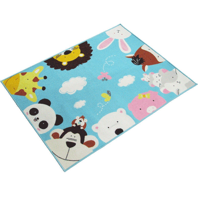 Avtoit | Colorful Back for Children Multi Color Animal Pattern Carpet Synthetic Stain Resistant Non-Slip Back Machine Washable Carpet for Preschool