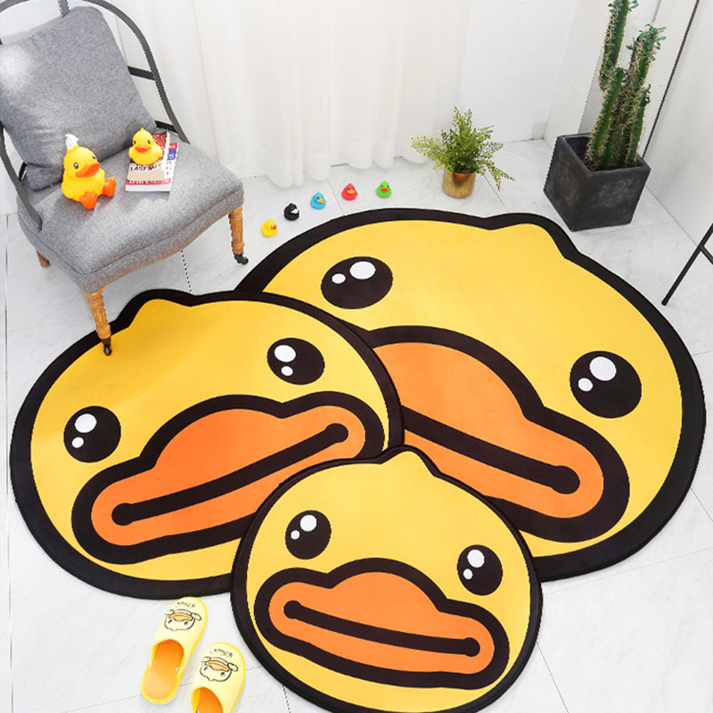 Avtoit | Yellow Duck Pattern Carpet Cotton Cartoon Area Rug Non-Slip Back Floor Mat for Kids Room