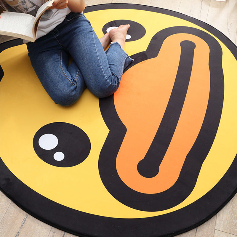 Avtoit | Yellow Duck Pattern Carpet Cotton Cartoon Area Rug Non-Slip Back Floor Mat for Kids Room