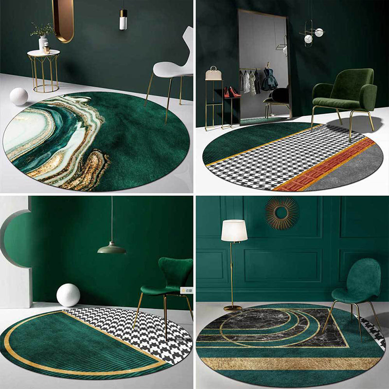 Avtoit | Glam Mid-Century Rug Multicolor Marble Look Rug Pet Friendly Stain Resistant Non-Slip Back Rug for Living Room