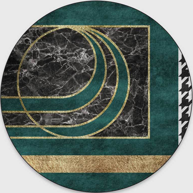 Avtoit | Glam Mid-Century Rug Multicolor Marble Look Rug Pet Friendly Stain Resistant Non-Slip Back Rug for Living Room