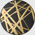 Avtoit | Gold Criss-Cross Patterned Rug Synthetic Glam Rug Pet-Friendly Non-Slip Back Machine Washable Rug for Home Decor