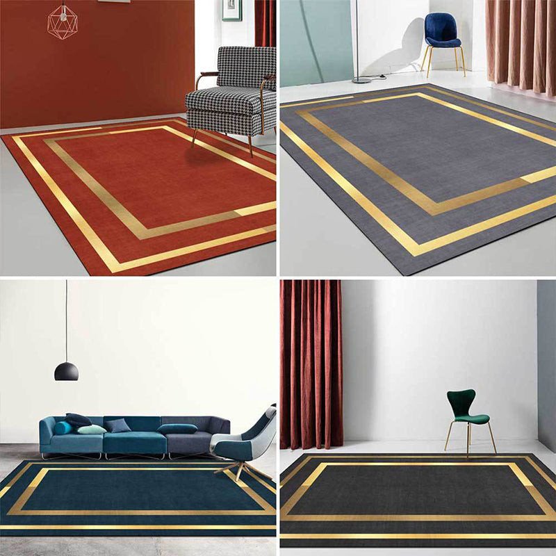 Avtoit | Glam Gold Frame Rug Multicolored Minimalist Rug Polyester Non-slip Pet-friendly Stain-resistant Rug for Room