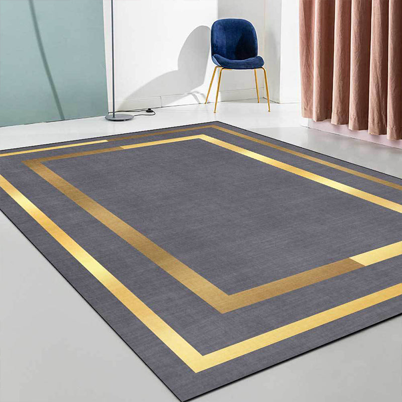 Avtoit | Glam Gold Frame Rug Multicolored Minimalist Rug Polyester Non-slip Pet-friendly Stain-resistant Rug for Room