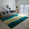 Avtoit | Black Green Vintage Rug Polyester Abstract Geometric Rug Machine Washable Non-Slip Pet-Friendly Carpet for Large Room