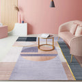 Avtoit | Nordic Colorblock Pattern Rug Multicolor Synthetic Rug Washable Pet-Friendly Non-Slip Back Rug for Girls' Room