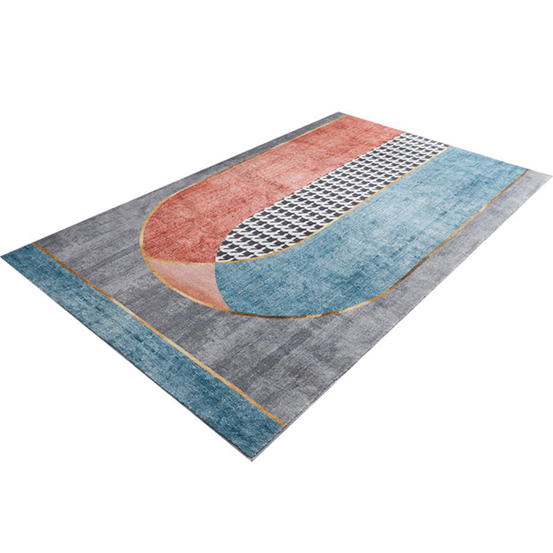 Avtoit | Trendy Geometric Patchwork Rug Multicolor Postmodern Rug Polyester Non-Slip Machine Washable Pet Friendly Rug for Home