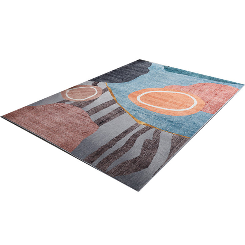 Avtoit | Trendy Geometric Patchwork Rug Multicolor Postmodern Rug Polyester Non-Slip Machine Washable Pet Friendly Rug for Home