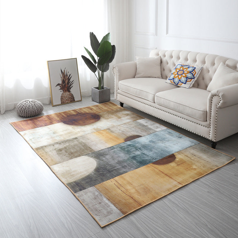 Avtoit | Multi Color Geometric Floral Carpet Cotton Mid-Century Modern Carpet Pet Friendly Anti-Slip Carpet for Room