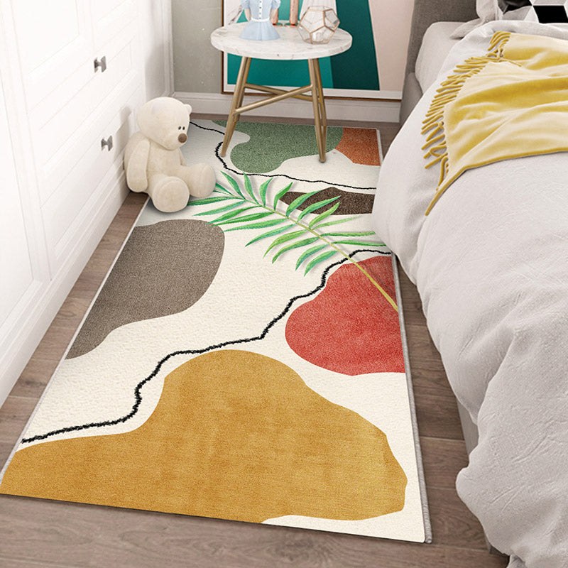 Avtoit | Nordic Botanic Color Block Carpet Multicolor Polypropylene Carpet Machine Washable Non-slip Stain Resistant Area Rug for Bedroom