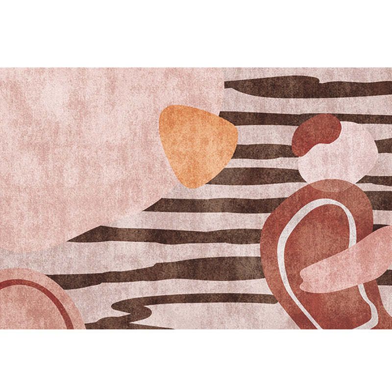 Avtoit | Mid-Century Living Room Rug Multicolored Architecture Color Block Rug Polyester Pet Friendly Non-Slip Washable Indoor Rug