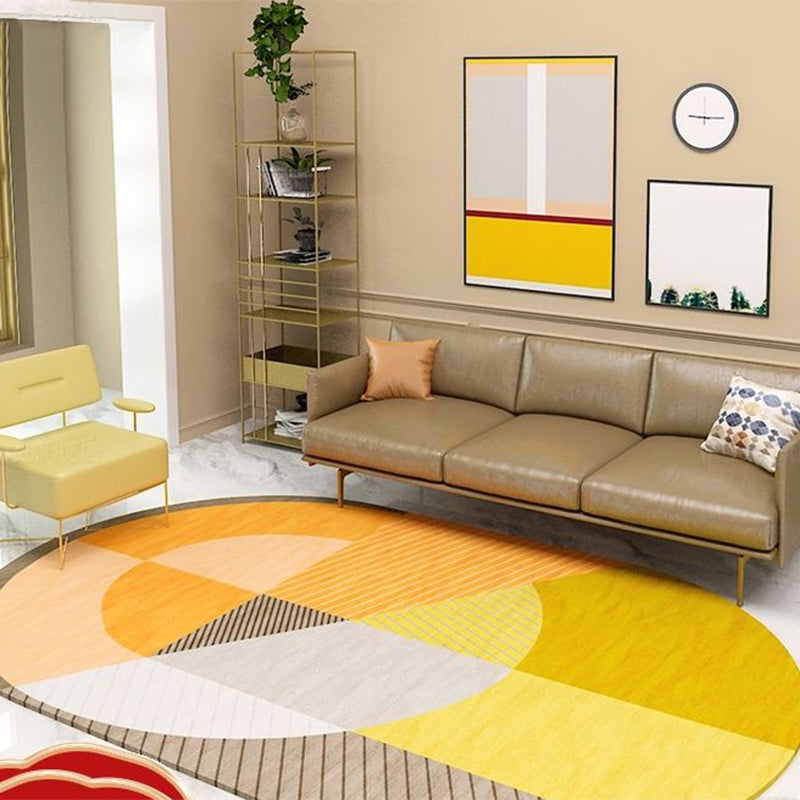 Avtoit | Multicolor Nordic Rug Polypropylene Color Block with Line Background Pet-Friendly Non-Slip Machine Washable Rug for Home